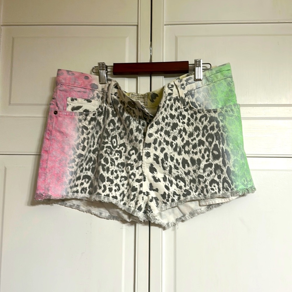 Anthropologie Current/Elliot Shorts SZ 29 - Pink/Green Leopard Print